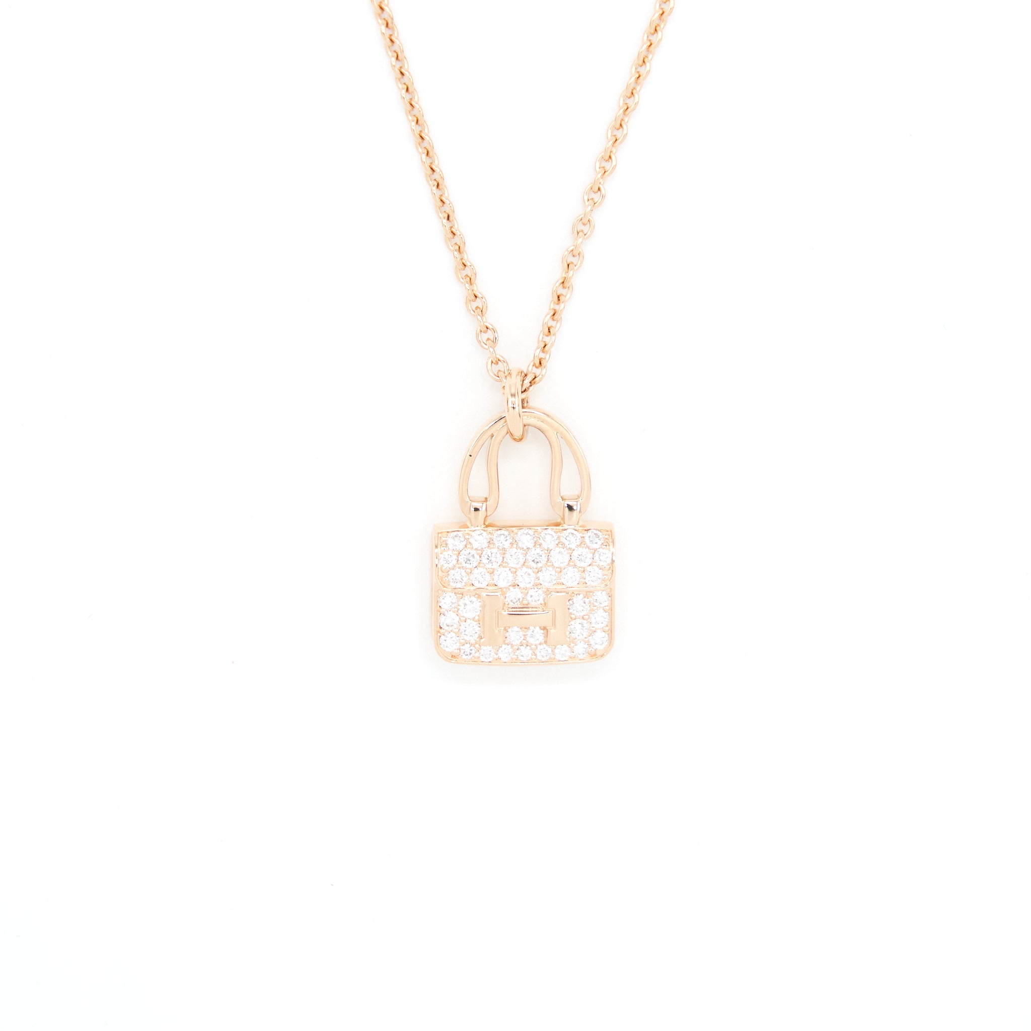 Hermes Amulette Constance Pendant Rose Gold With Diamonds