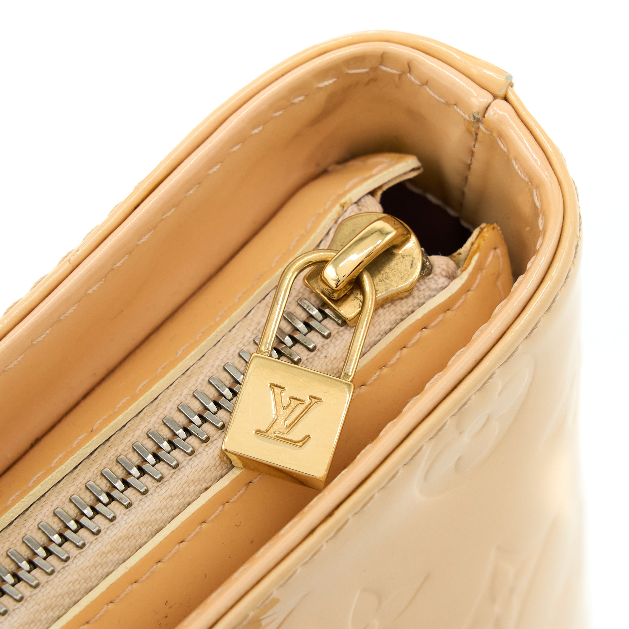 Louis Vuitton Vintage Huston Tote Vernis Beige GHW - Image 7