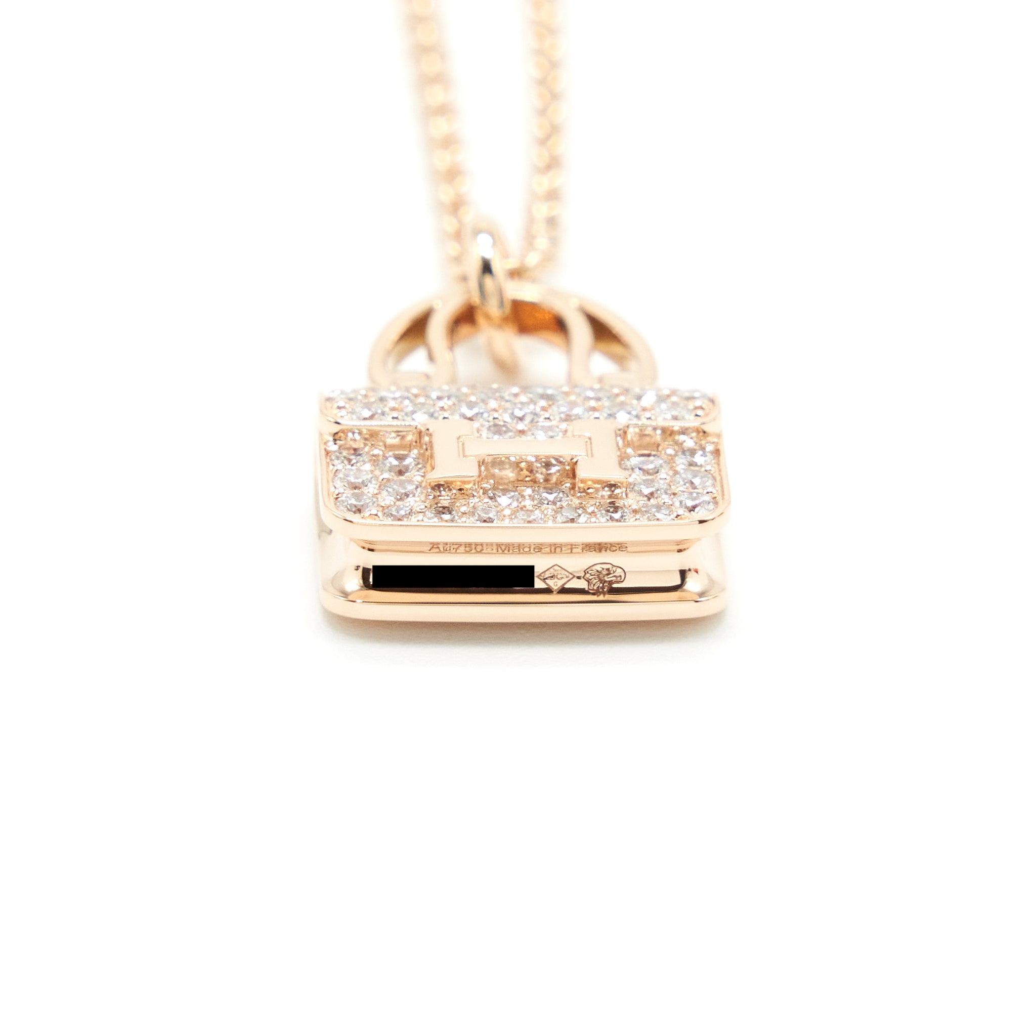 Hermes Amulette Constance Pendant Rose Gold With Diamonds - Image 6