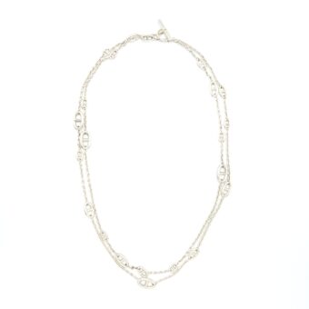 Hermes 160cm Farandole Long Necklace Silver Tone
