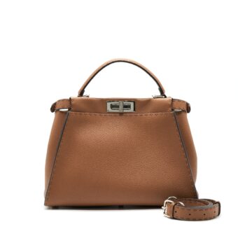 Fendi Medium Peekaboo Bag in Romano Leather Caramel SHW