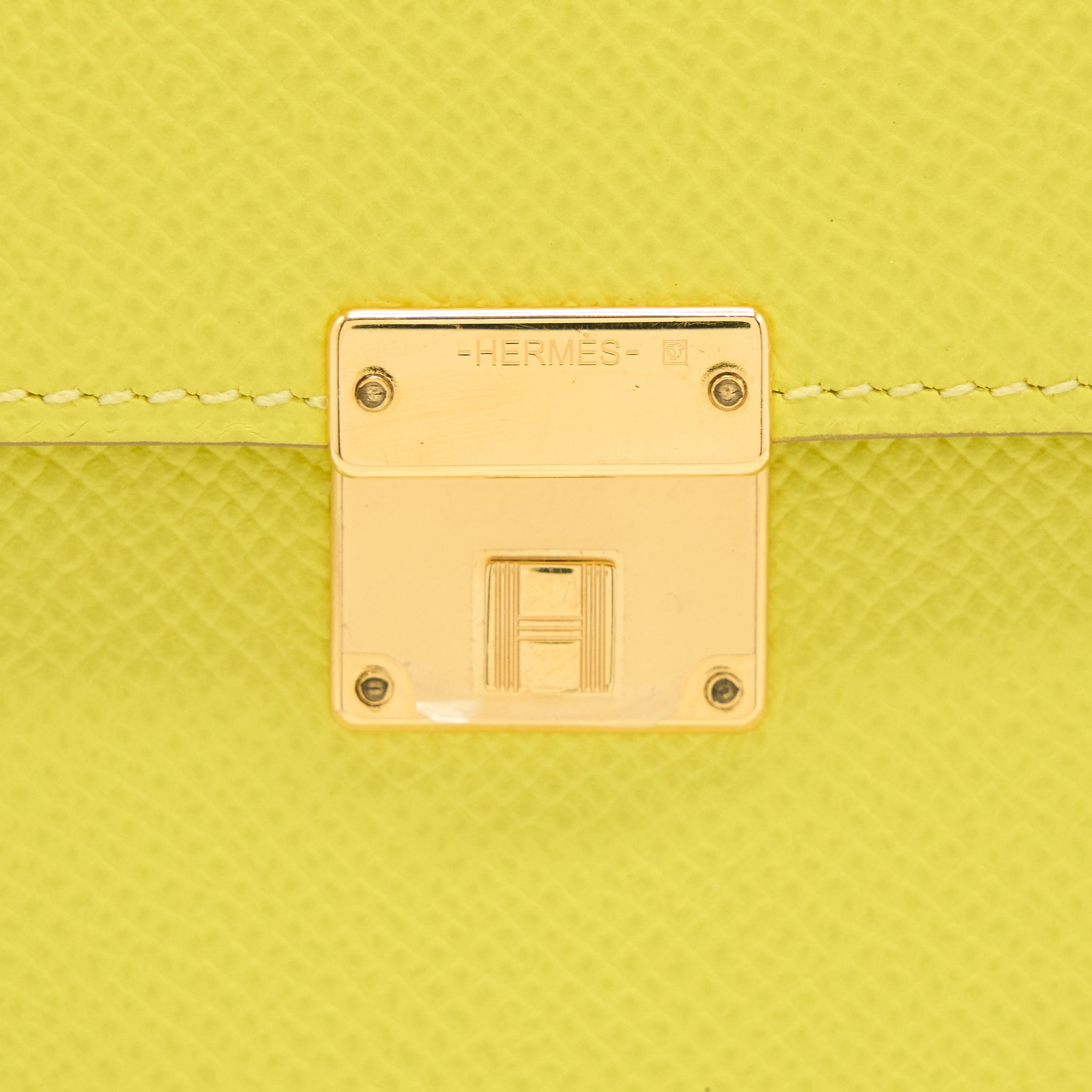 Hermes Mini Clic Card Holder Epsom Yellow GHW Stamp D - Image 4