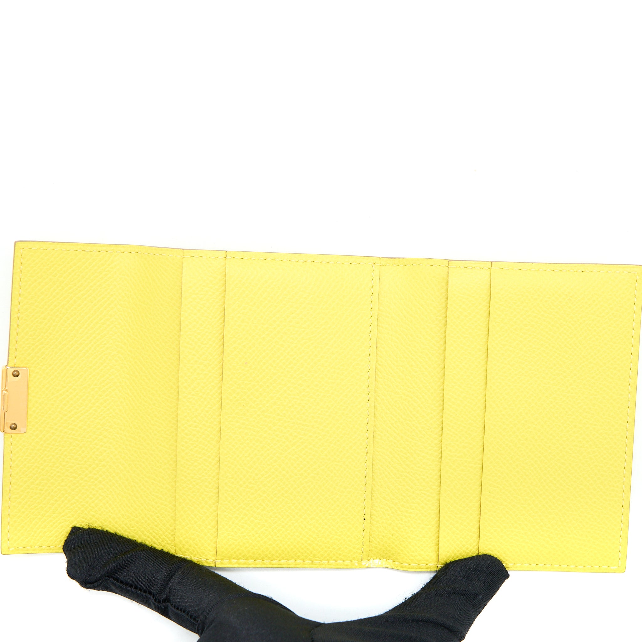 Hermes Mini Clic Card Holder Epsom Yellow GHW Stamp D - Image 3