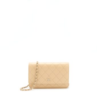 Chanel Classic Wallet On Chain Lambskin Beige LGHW（Microchip）