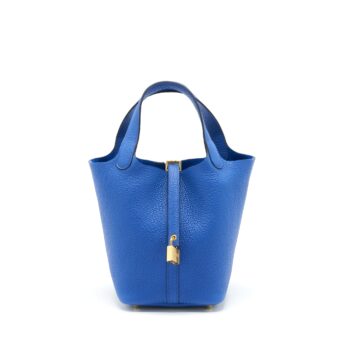 Hermes Picotin 18 Lock Bag Taurillon Maurice Bleu De France GHW Stamp Z