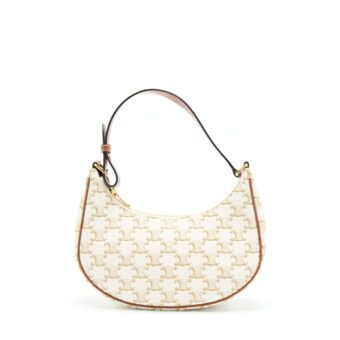 Celine Ava Bag Triomphe Canvas And Leather White GHW