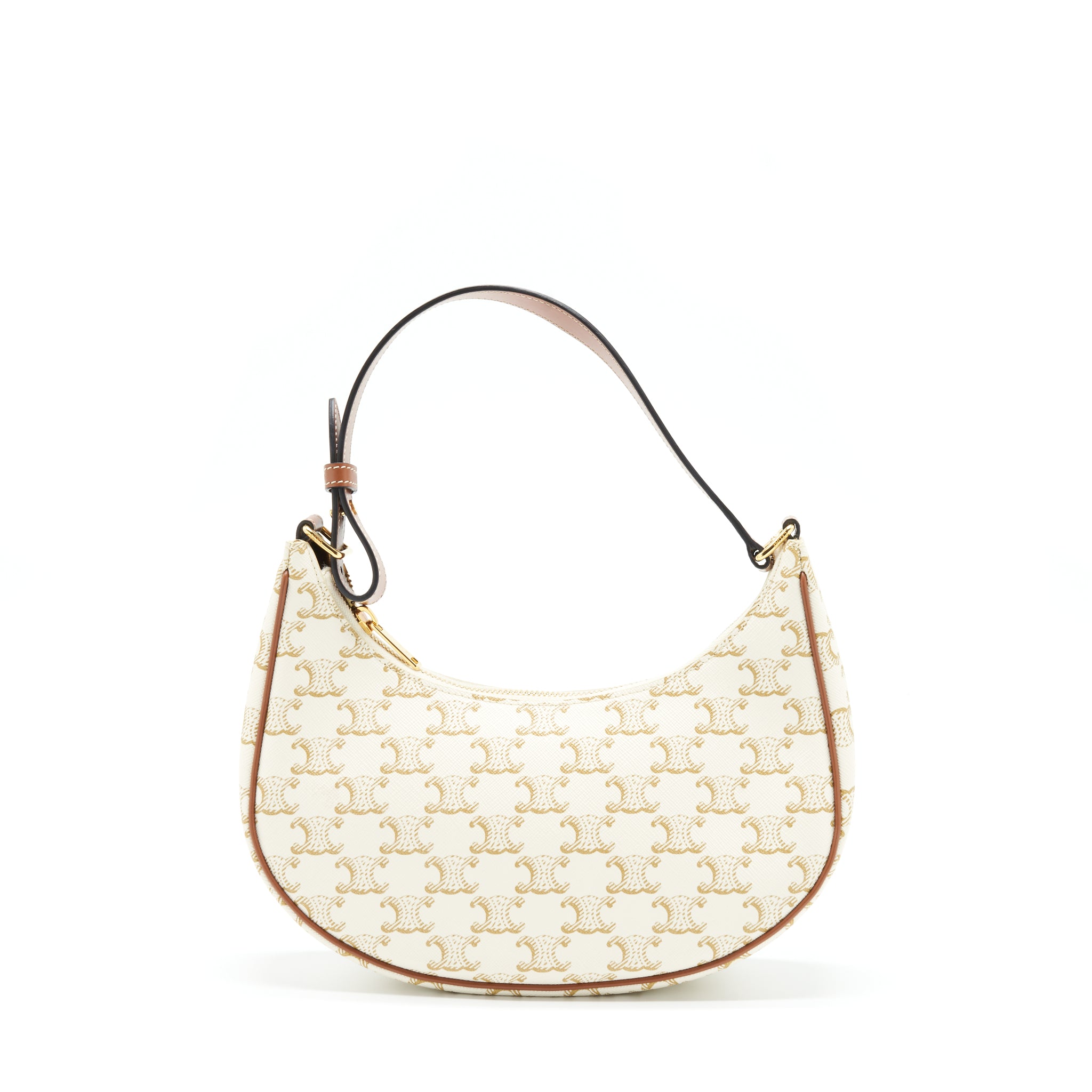Celine Ava Bag Triomphe Canvas And Leather White GHW
