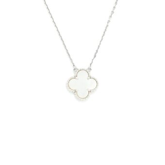 Van Cleef and Arpels vintage Alhambra pedent white Gold with mother of Pearl