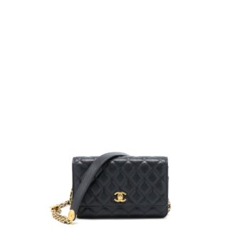 Chanel 22A Wallet On Chain Caviar Black GHW (Microchip)