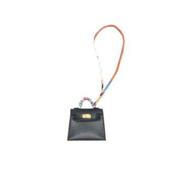 Hermes Kelly twilly Charm Black GHW