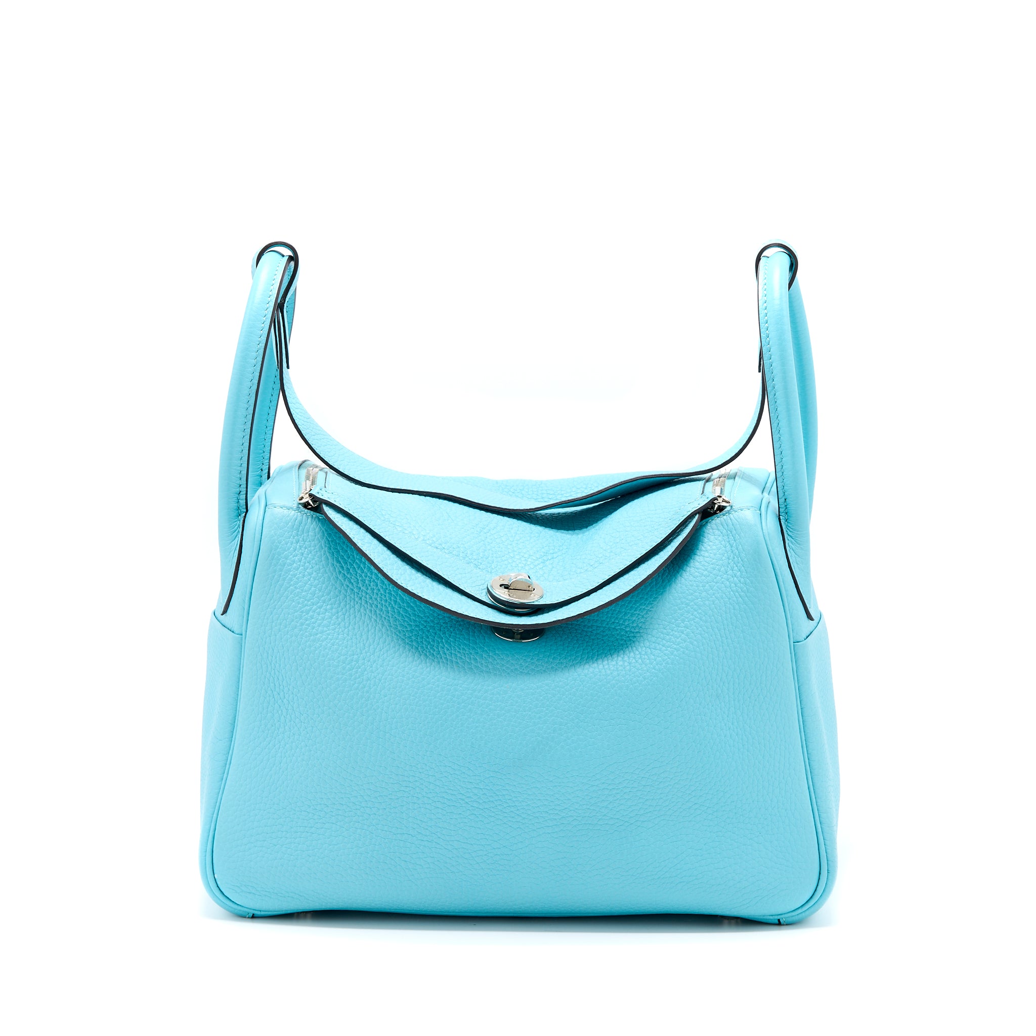 Hermes Lindy 30 Clemence Blue Atoll SHW Stamp A