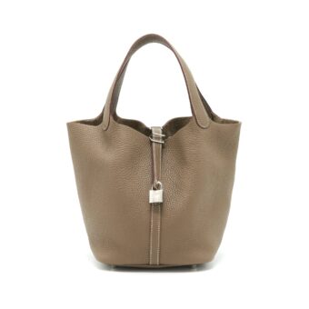 Hermes Picotin 22 Lock Bag Clemence Etoupe SHW Stamp Y