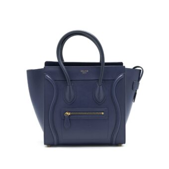 Celine Micro Luggage Bag in Smooth Calfskin Navy GHW