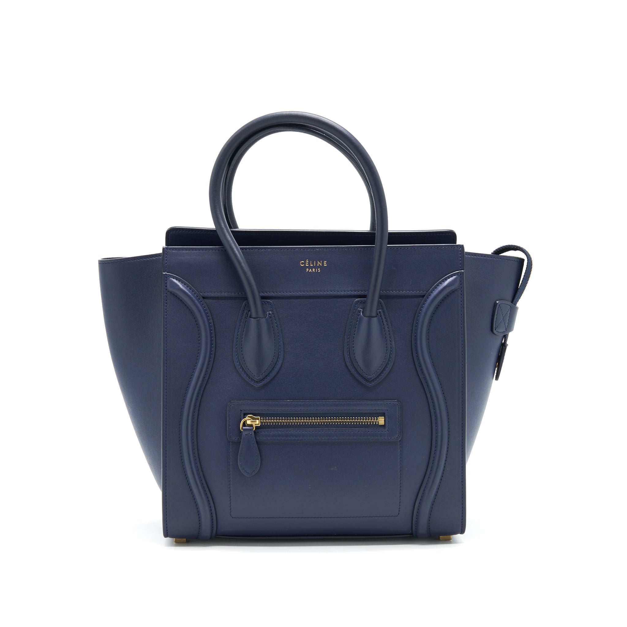Celine Micro Luggage Bag in Smooth Calfskin Navy GHW