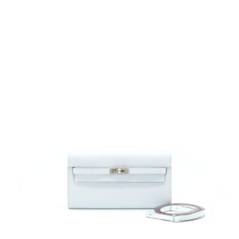 Hermes Classic Kelly To Go Chèvre Mysore Blue Brume SHW Stamp Z