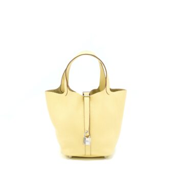 Hermes Picotin 18 Lock Bag Clemence Jaune Poussin SHW Stamp X