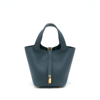 Hermes Picotin 18 Lock Bag Clemence 6o Vert Cypress GHW Stamp Z