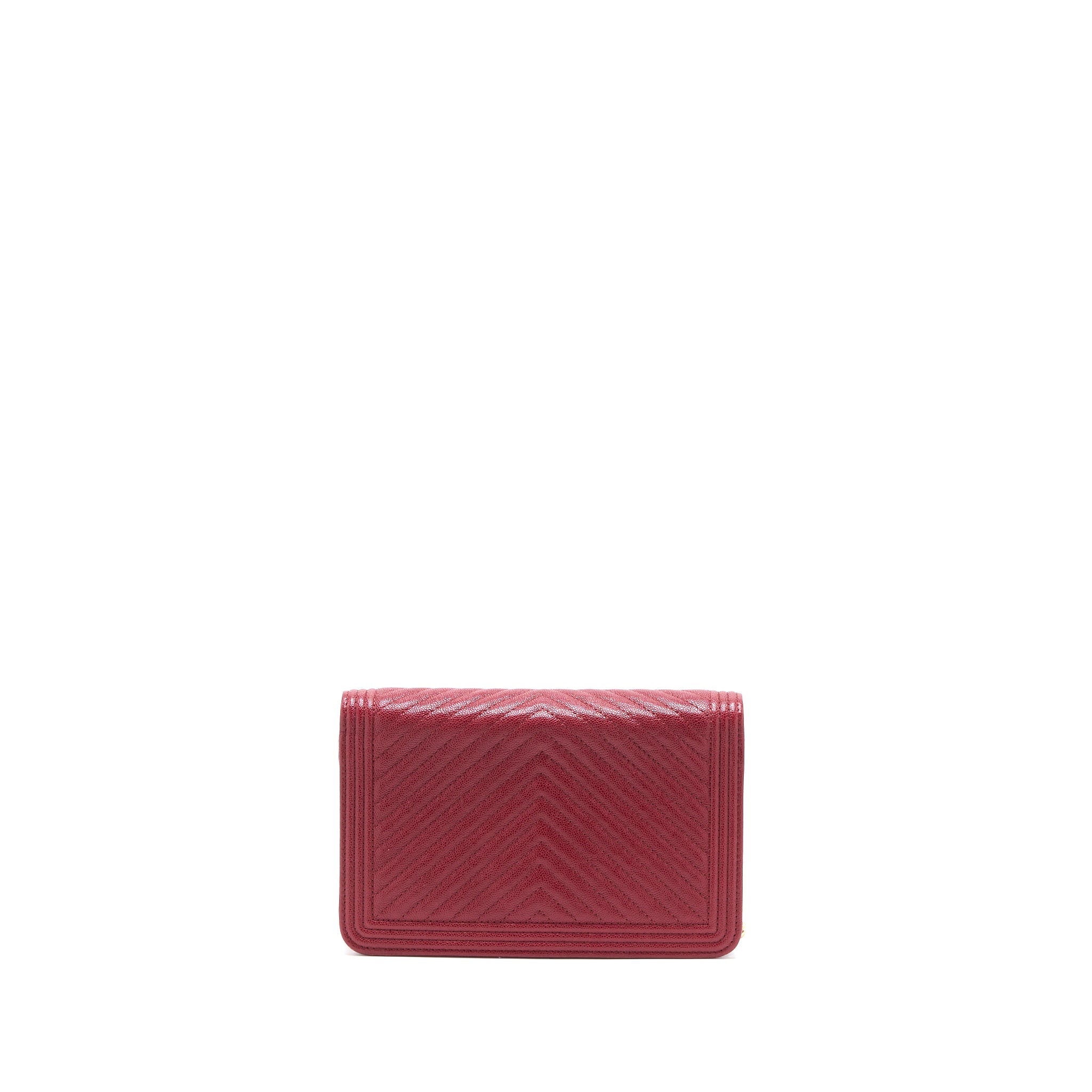 Chanel Boy Wallet On Chain Chevron Caviar Red Brushed GHW - Image 2