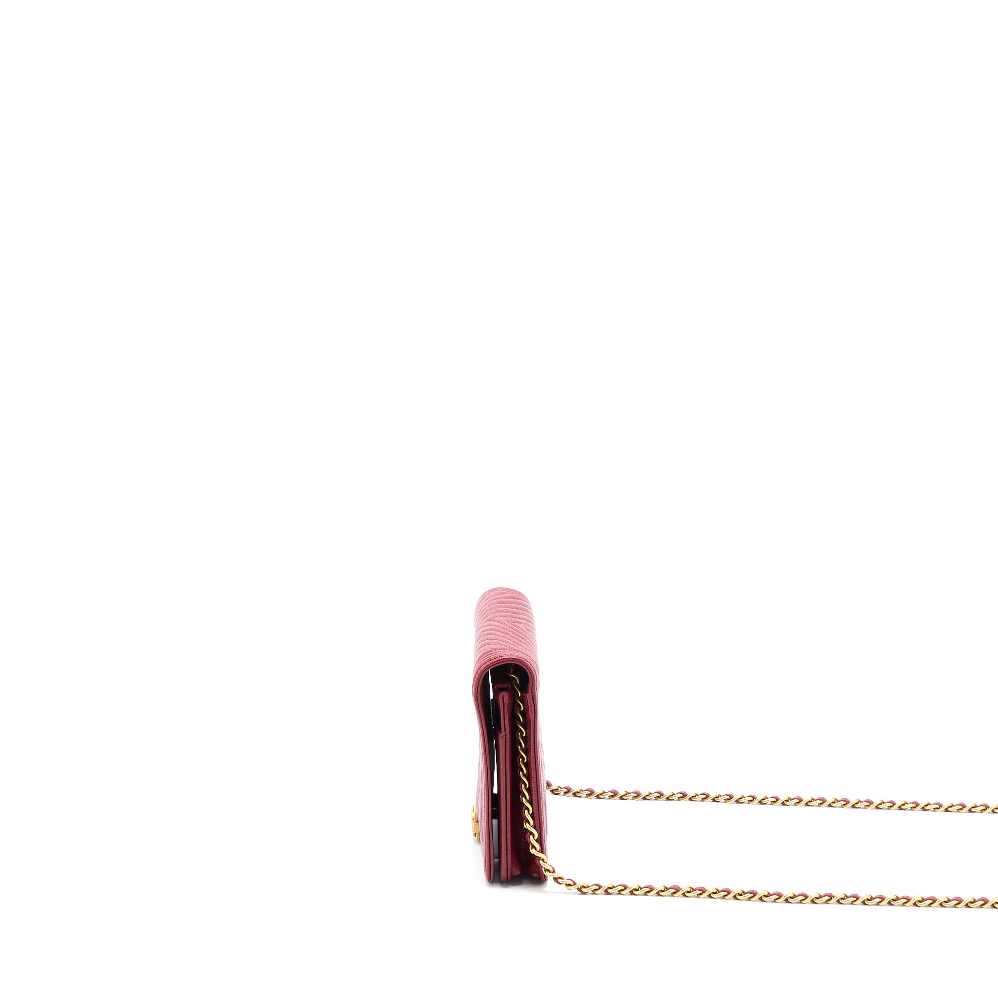 Chanel Boy Wallet On Chain Chevron Caviar Red Brushed GHW - Image 3