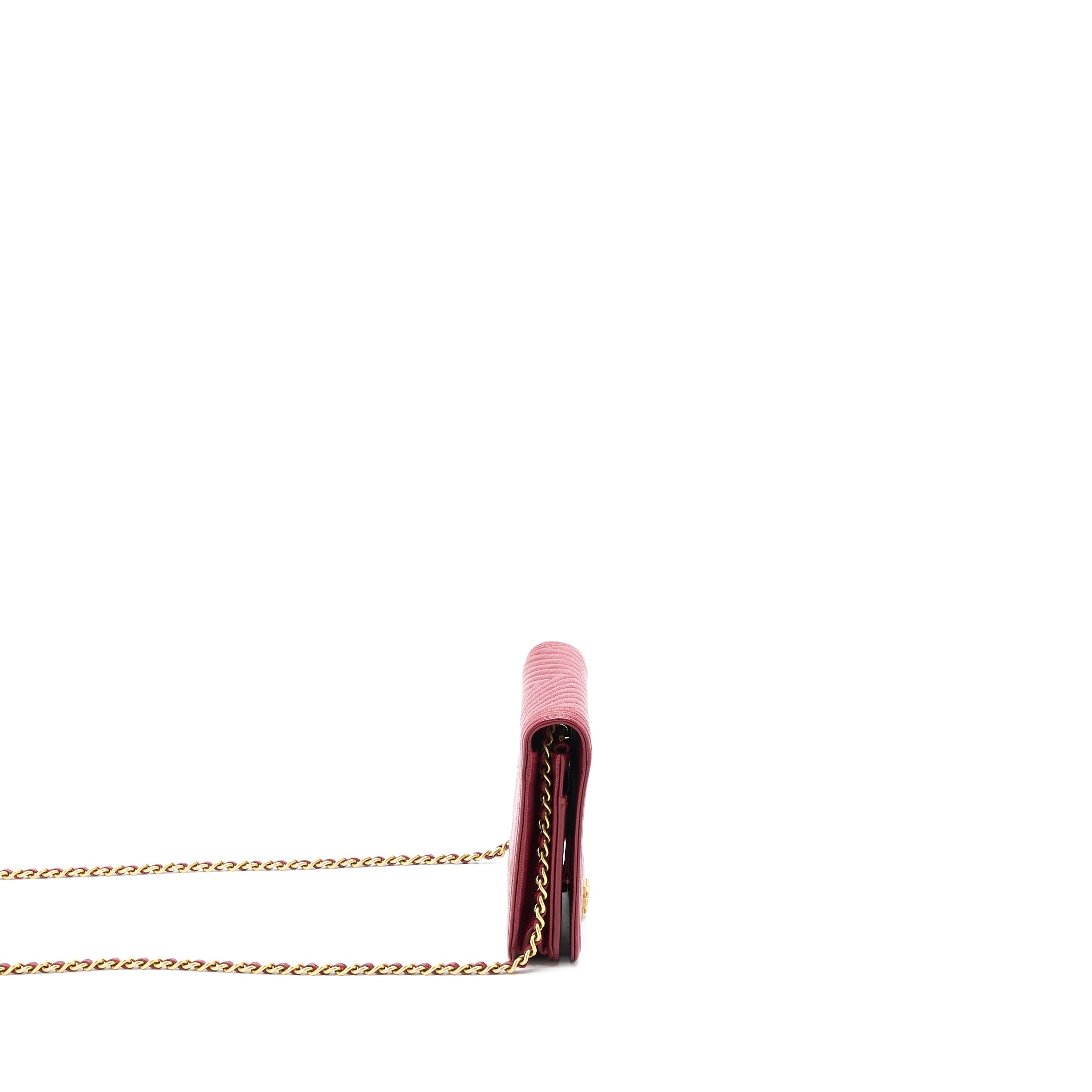 Chanel Boy Wallet On Chain Chevron Caviar Red Brushed GHW - Image 4