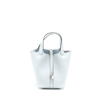 Hermes Picotin 18 Clemence Blue Pale SHW Stamp U