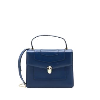 Bvlgari Serpenti Forever Top Handle Bag Calfskin Dark Blue LGHW