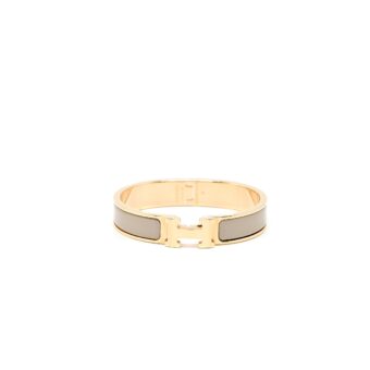 Hermes Size PM Clic H Bracelet Marron Glacé Rose Gold Tone