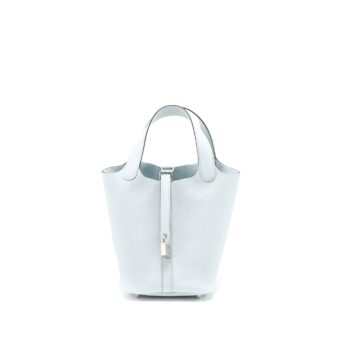 Hermes Picotin 18 Lock Bag Clemence Blue Pale SHW Stamp U