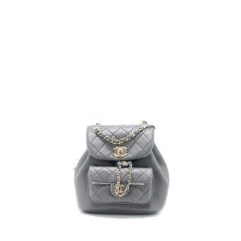 Chanel 22A Mimi Duma Backpack Lambskin Dark Grey LGHW (Microchip)