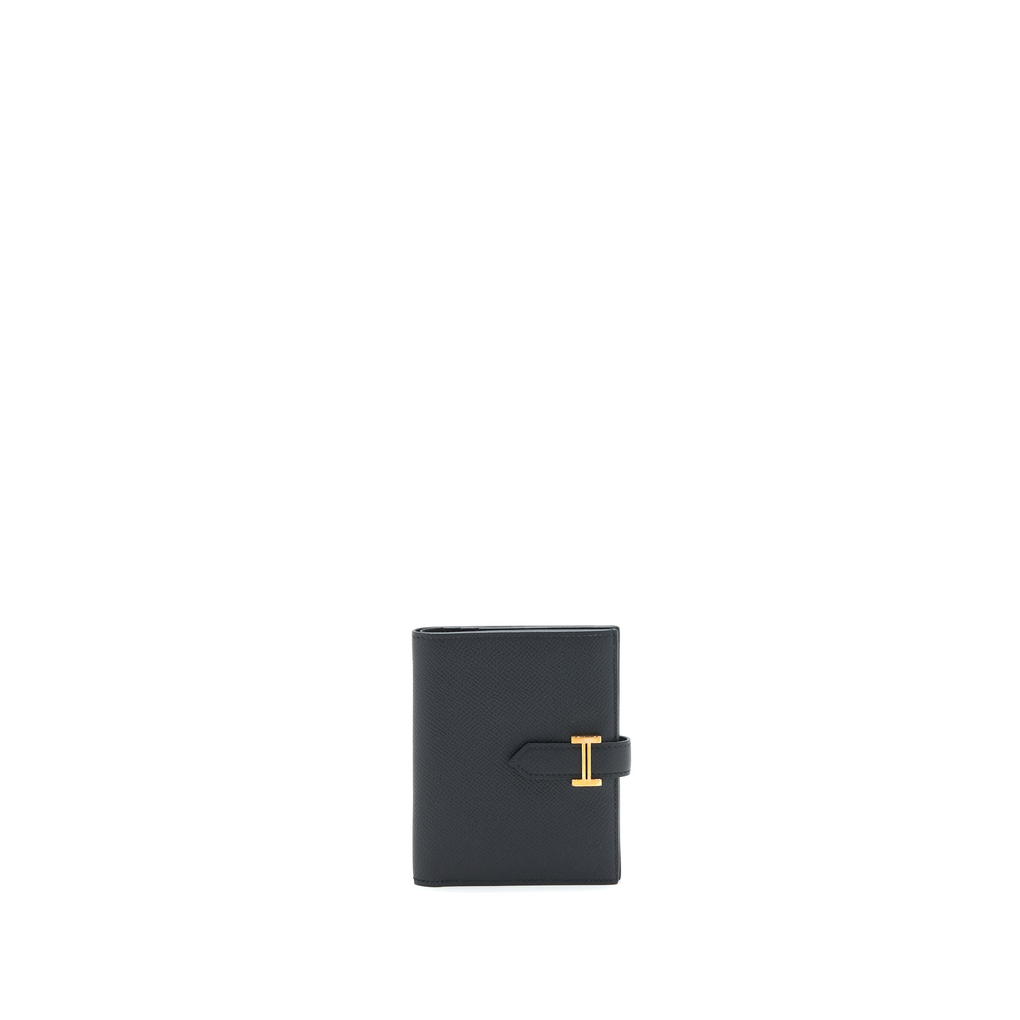 Hermes Bearn Compact Wallet Black GHW Stamp C