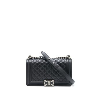 Chanel Medium Boy Bag Lambskin Black Ruthenium SHW