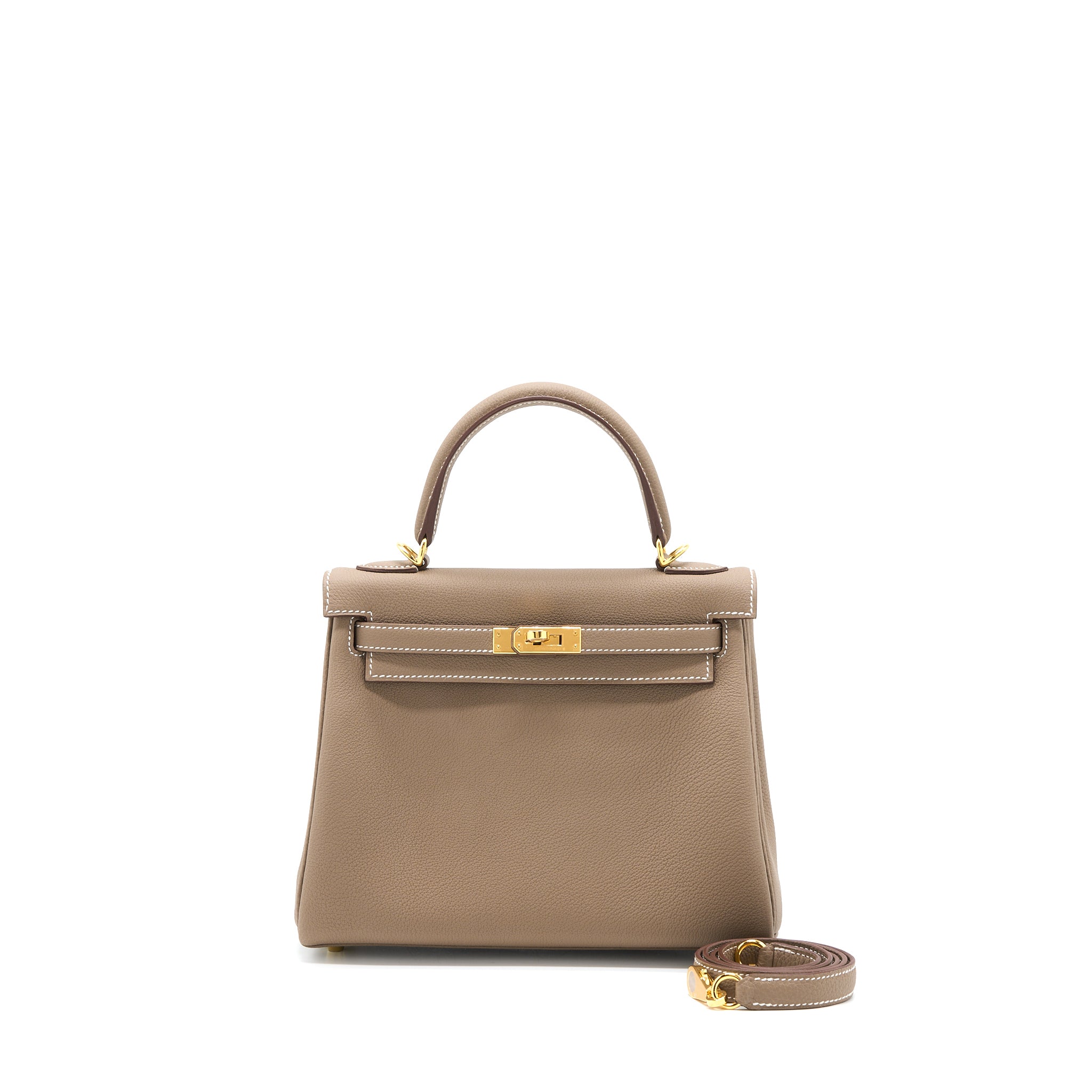 Hermes Kelly 25 Togo Etoupe GHW Stamp U