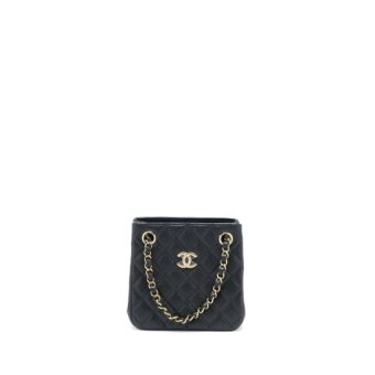 Chanel Mini Bucket Tote Bag Caviar Black LGHW (Microchip)