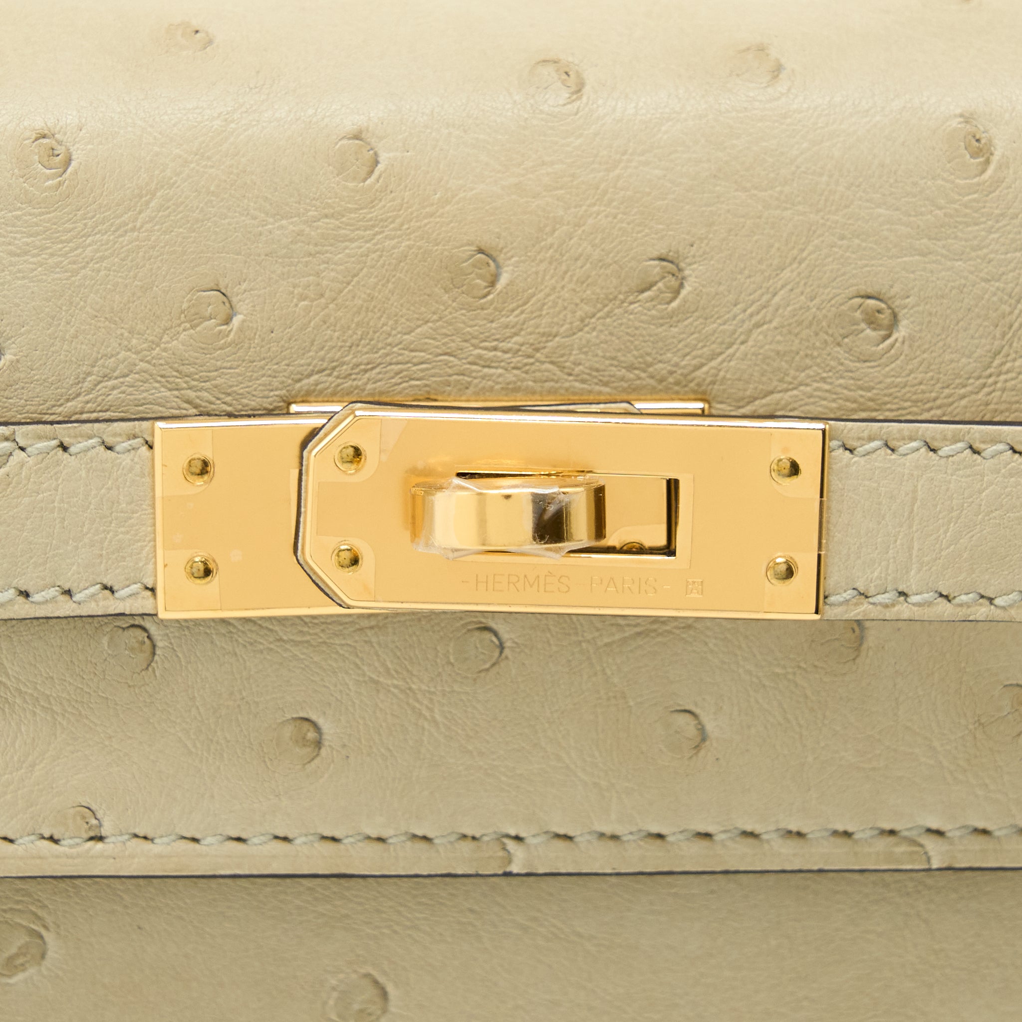 Hermes Kelly 25 Ostrich 3C Parchemin GHW Stamp U - Image 7