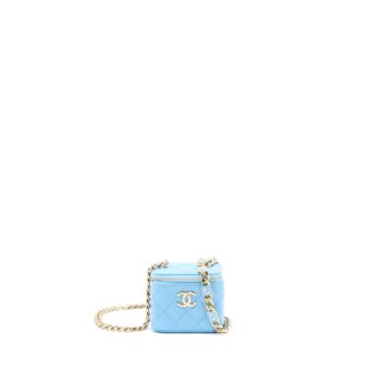 Chanel Mini Vanity Case With Giant Chain Lambskin Blue LGHW