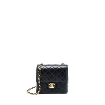 Chanel 22K Retro Classic New Square Mini Flap Bag Goatskin Black GHW (Microchip)