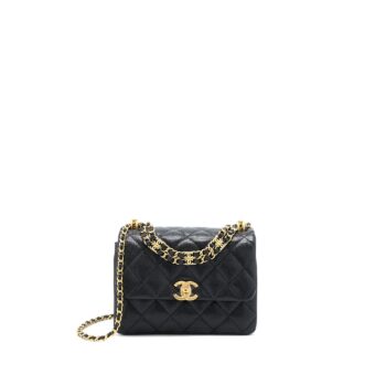 Chanel 22K Coco First Flap Bag Grained Calfskin Black GHW (Microchip)
