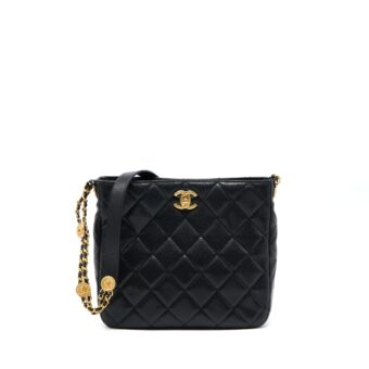 Chanel 22A Twist Your Buttons Hobo Shoulder Bag Caviar Black GHW (Microchip)