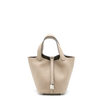 Hermes Picotin 18 Clemence 81 Gris Tourt SHW Stamp U