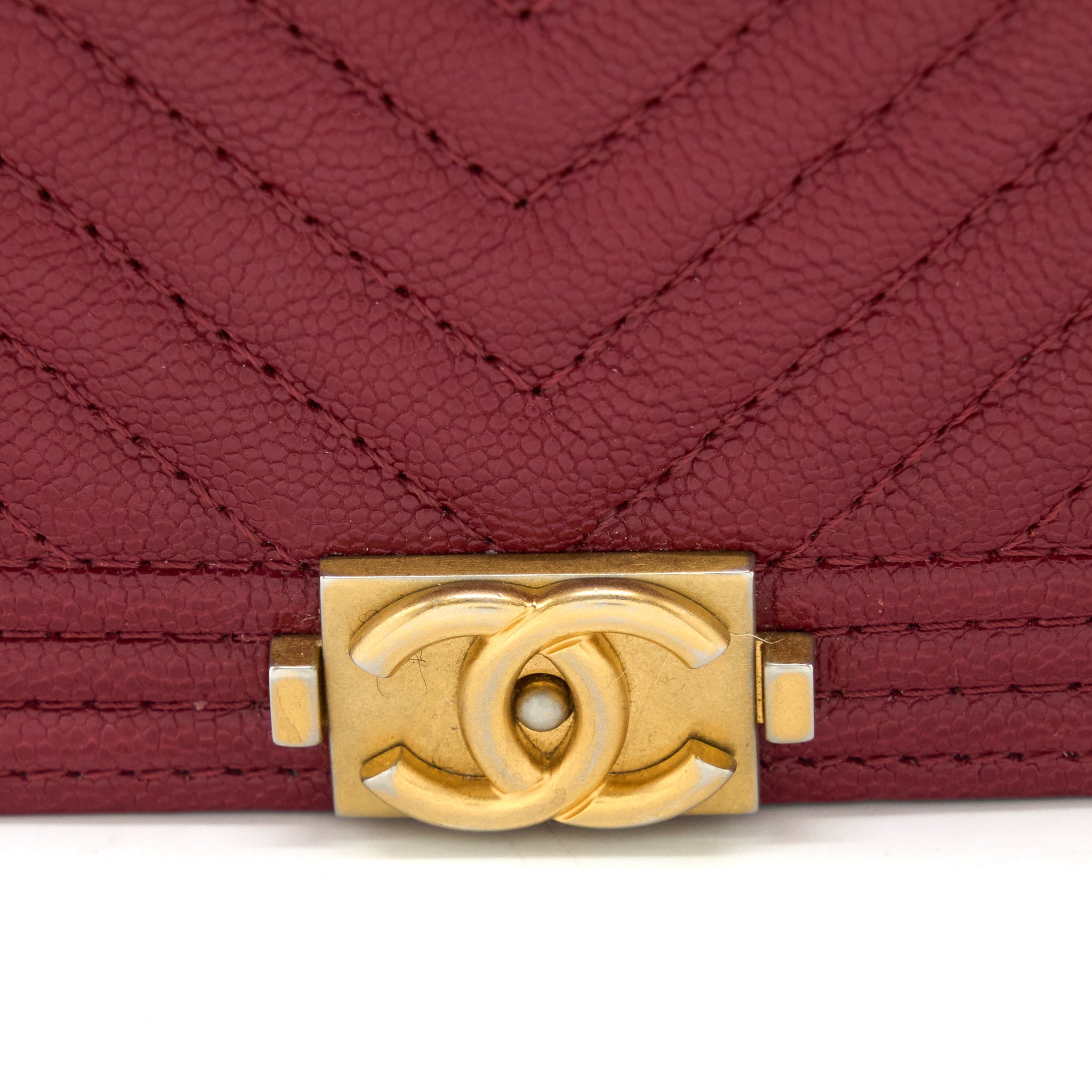 Chanel Boy Wallet On Chain Chevron Caviar Red Brushed GHW - Image 6