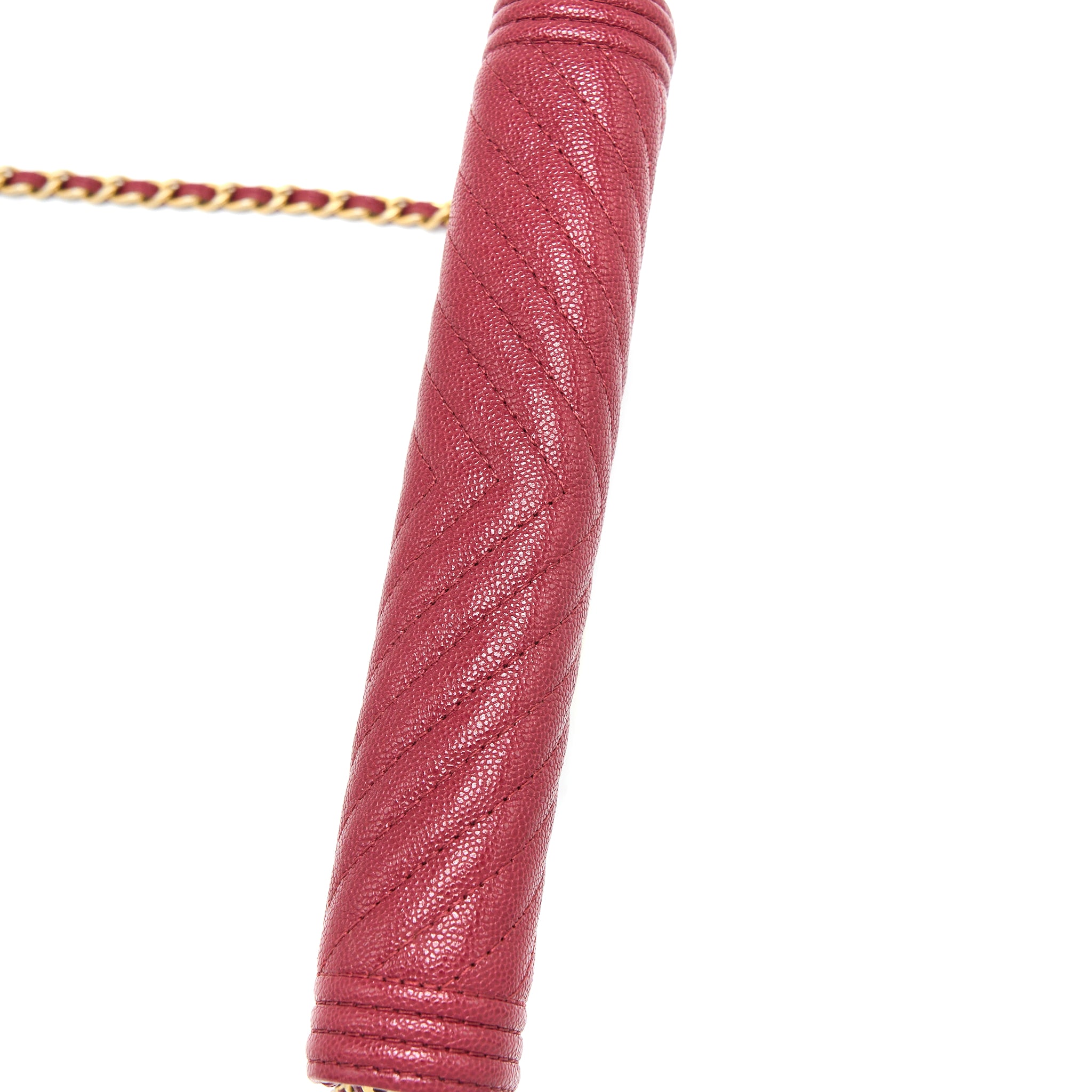 Chanel Boy Wallet On Chain Chevron Caviar Red Brushed GHW - Image 10