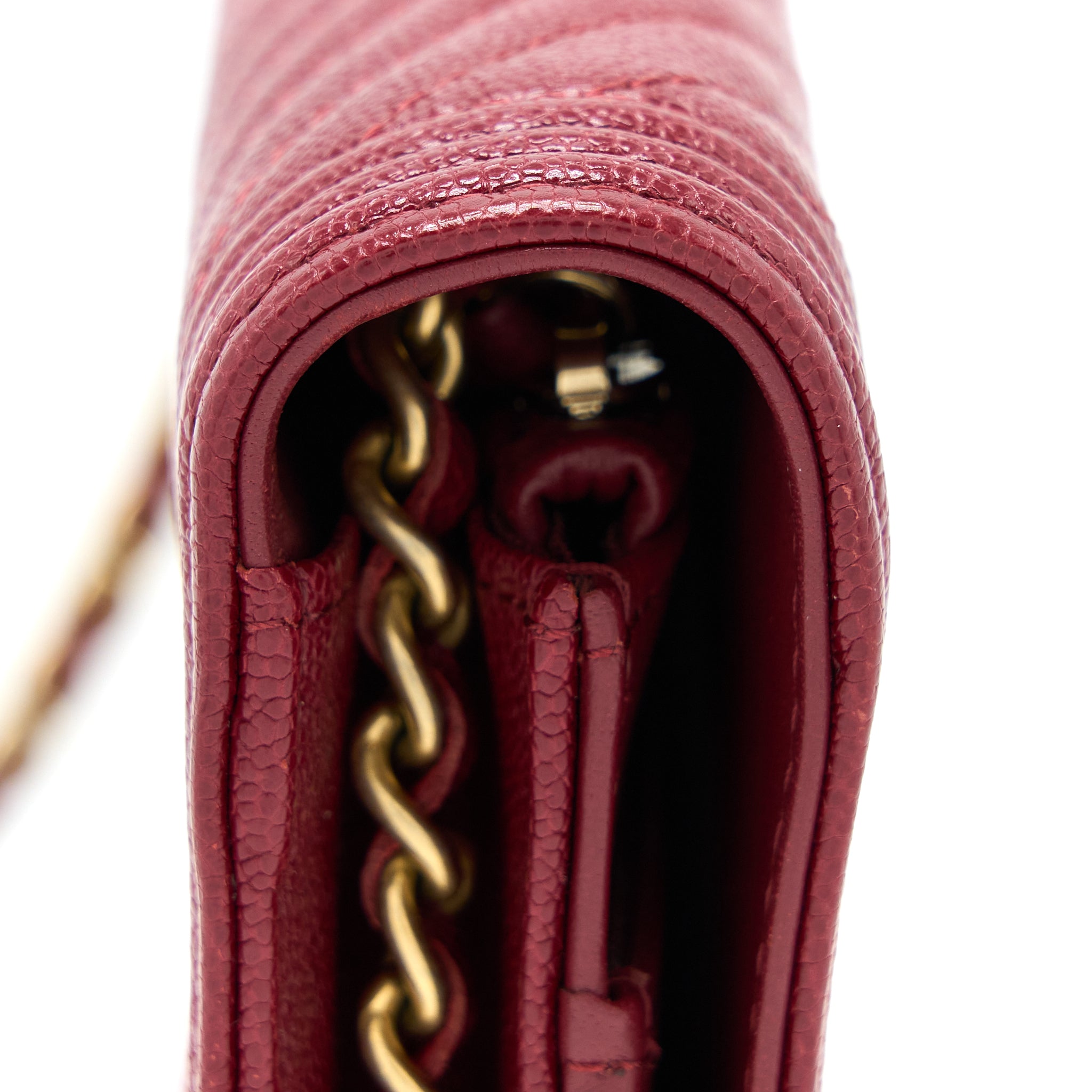 Chanel Boy Wallet On Chain Chevron Caviar Red Brushed GHW - Image 9
