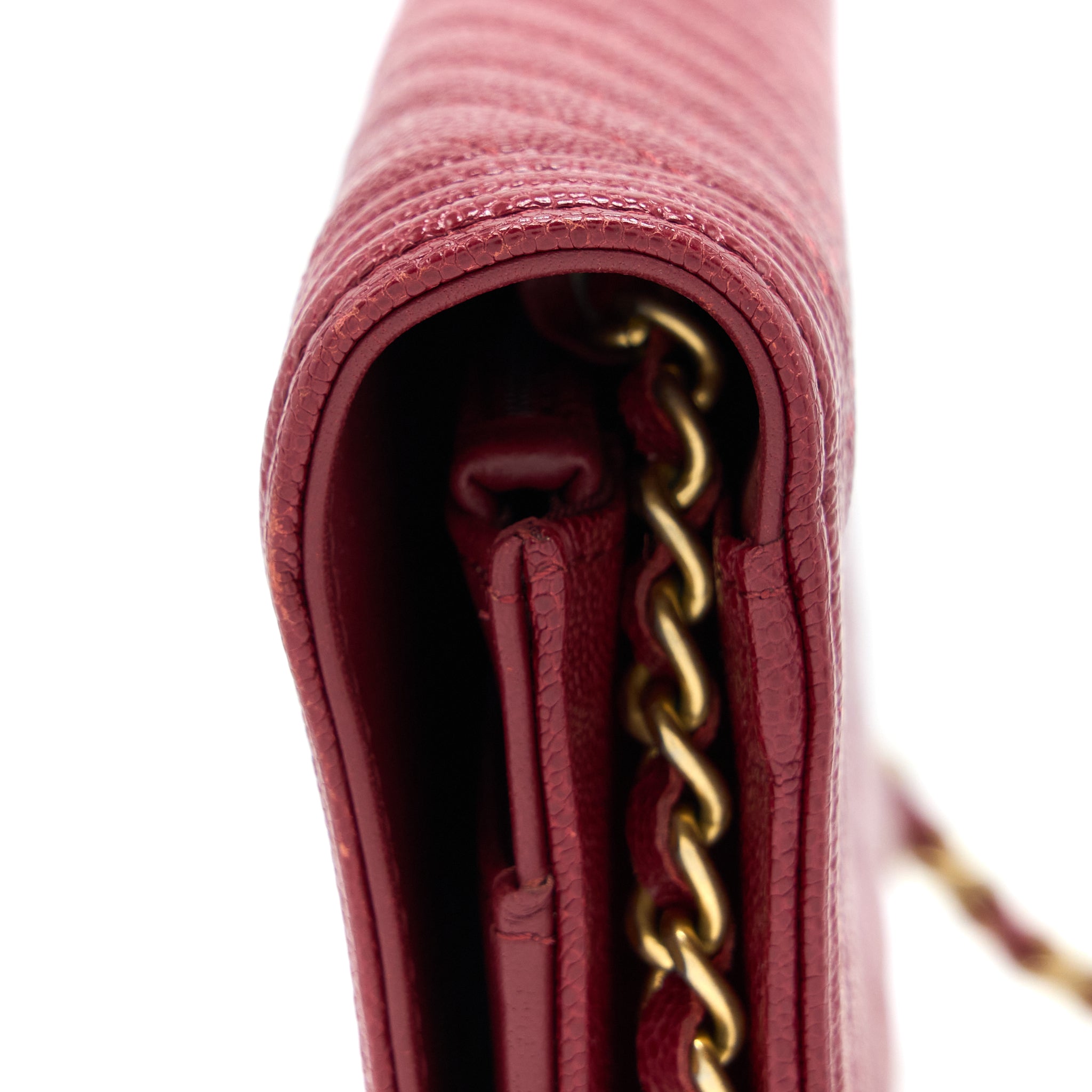 Chanel Boy Wallet On Chain Chevron Caviar Red Brushed GHW - Image 8