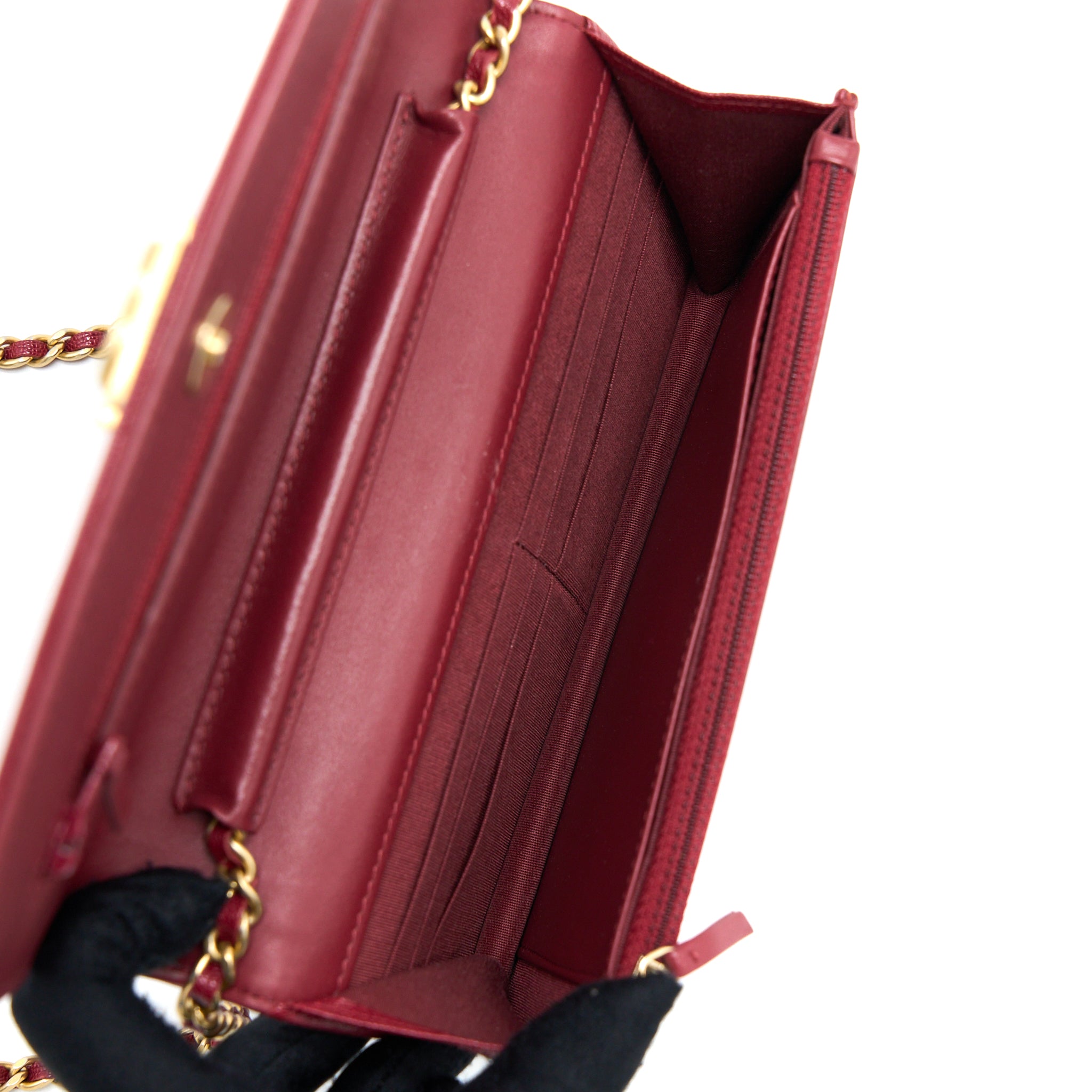Chanel Boy Wallet On Chain Chevron Caviar Red Brushed GHW - Image 5