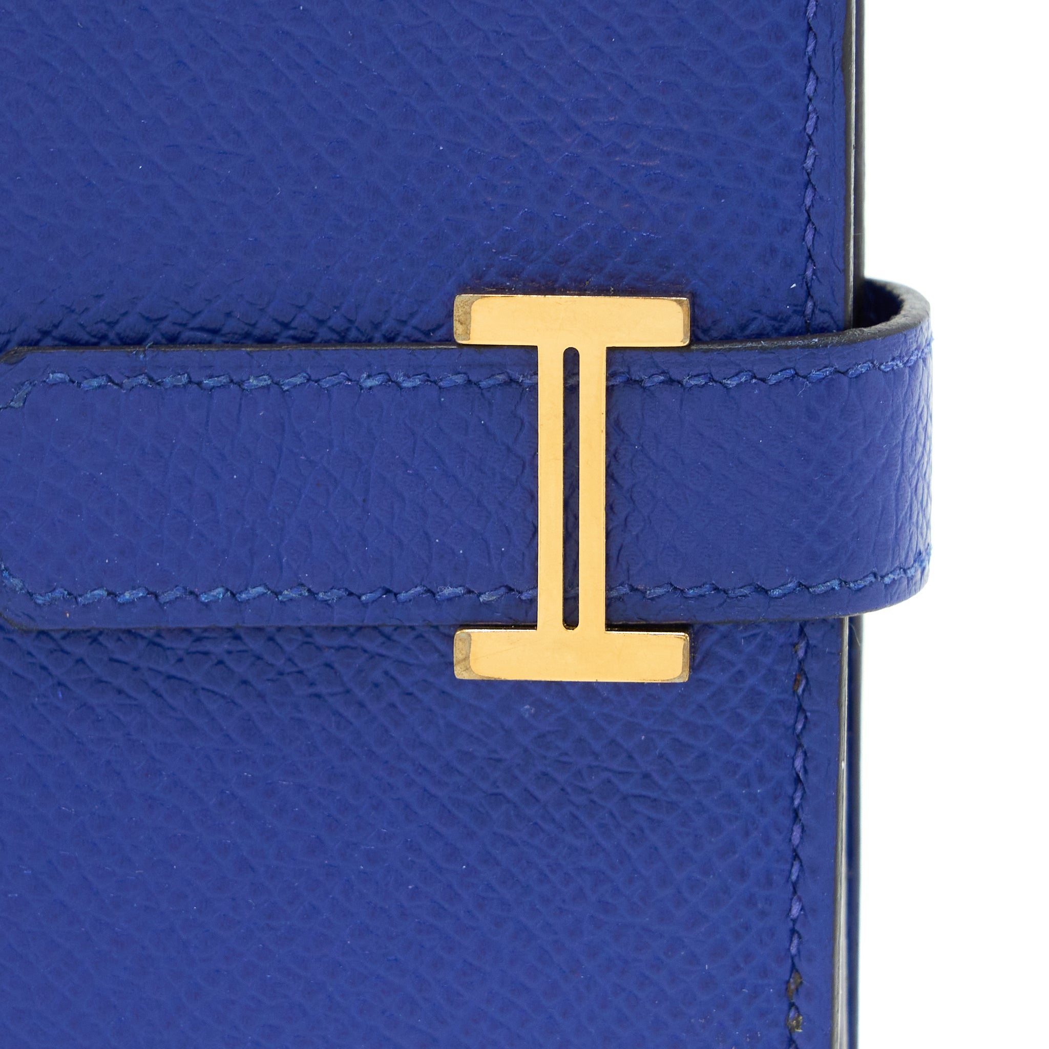 Hermes Bearn Long Wallet Epsom Blue Electric GHW Stamp Square R - Image 3