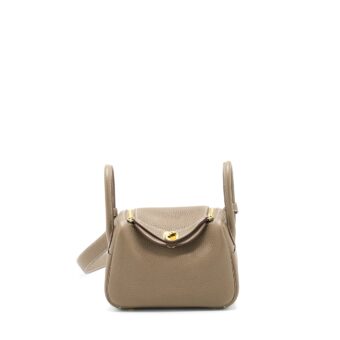 Hermes Mini Lindy Clemence Etoupe GHW Stamp Z