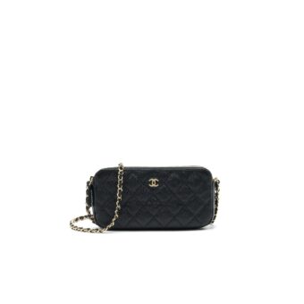 Chanel Double Zip Wallet on Chain Caviar Black LGHW