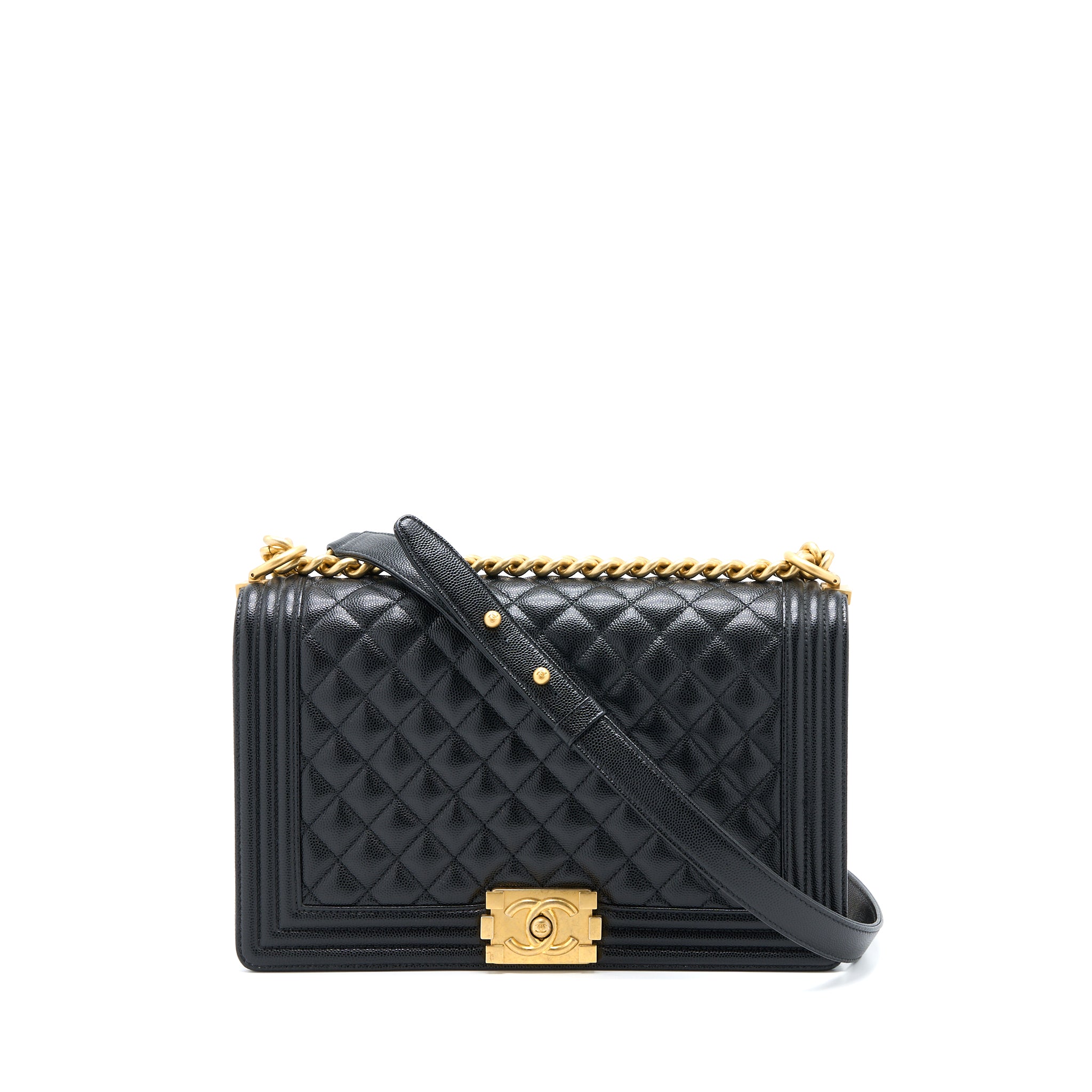 Chanel Boy Bag 28cm Caviar Black Brushed GHW