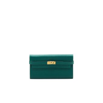 HERMES KELLY LONG WALLET Z6 MALACHITE EPSOM GHW STAMP A