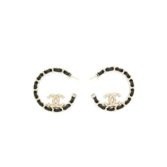 Chanel 22P Round CC Black Earrings LGHW